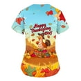 thumbnail image 4 of QATAINLAV Thanksgiving Scrubs for Women Novelty Turkey Graphic Prints Short Sleeve V Neck Nursing Scrub Tops Medical Working Uniform Blouse Holiday Workwear Light Blue L, 4 of 7