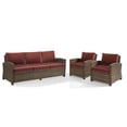 thumbnail image 1 of Ensemble de Canapé en Osier pour Patio de 3 Pcs avec Canapé et Ensemble de 2 Chaises en Sangria, 1 of 3