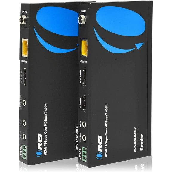 OREI UltraHD HDMI Extender 18G HDBaseT Over Single CAT5e/CAT6 Cable 4K @ 60Hz Upto 230FT With Dual IR Remote 1080P Upto 330 ft