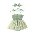 thumbnail image 1 of Douhoow Baby Girls Daisy Romper Infant Sleeveless Strap Pleated Tulle Bodysuits, 1 of 8