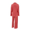 thumbnail image 4 of Liacowi Women 2 Piece Pajamas Set Long Sleeve Button Down Pleated Shirt + Pants Loungewear Streetwear, 4 of 9