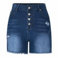 thumbnail image 5 of Njagoc3 Womens High - Waisted Button - Front Denim Shorts - Distressed Hem for Summer Fashion Outings, 5 of 6
