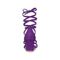 thumbnail image 2 of BLISSFUL STEP Lace Up Strappy Block Mid Heels Sandals for Women Purple (Size 5), 2 of 7
