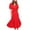 Red, variant on ICHUANYI Women's Casual New Trending Solid Color V Neck Lace-up Flared Sleeve Splicing Dress Spring Summer Clothing