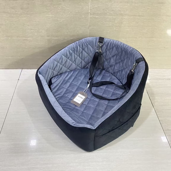 AOSKI Car seats for pets,Dog Car Seat for Small Dogs,Detachable Washable Dog Booster Seat Under 30lbs, Pet Car Seat Travel Bed with Storage Pockets and Dog Safety Belt (Black/Grey)