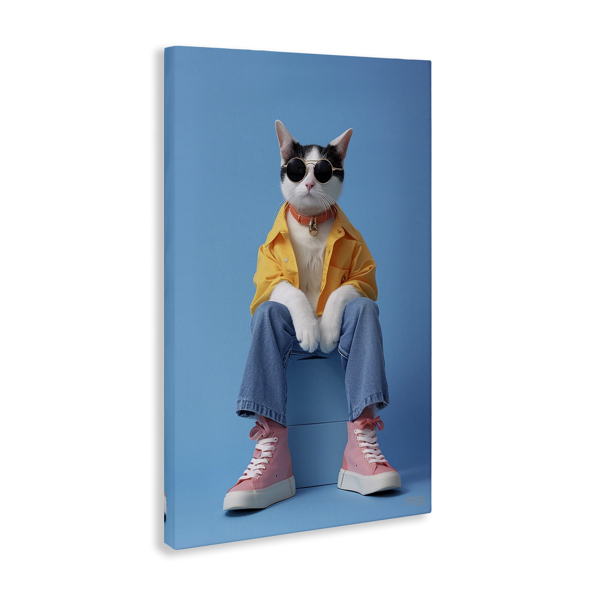 Stupell Industries Urban Fashion Cat Animals & Insects Painting Gallery Wrapped Canvas Art Print Wall Art, 16 x 24