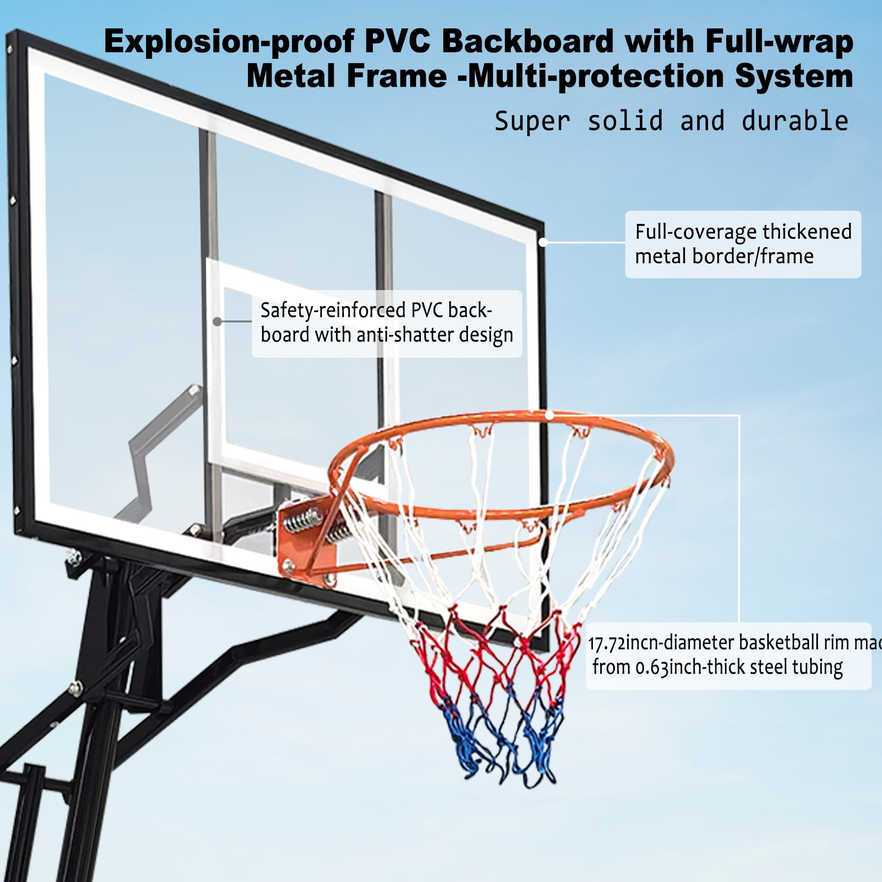 Portable Basketball Hoop Outdoor for Kids/Teens/Adults, Segmart 44inch Basketball Hoop Goals Systems with Wheels, 8Ft-10Ft Height Adjustable Basketball Hoop with Rebounder in Backyard/Courts/Indoor