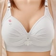 thumbnail image 4 of Cute Push Up Bralettes for Women Plus Size Full Coverage Wireless Bras Underwear Soft Ruched Support T-Shirt Bra, 44/100BC White, 4 of 4