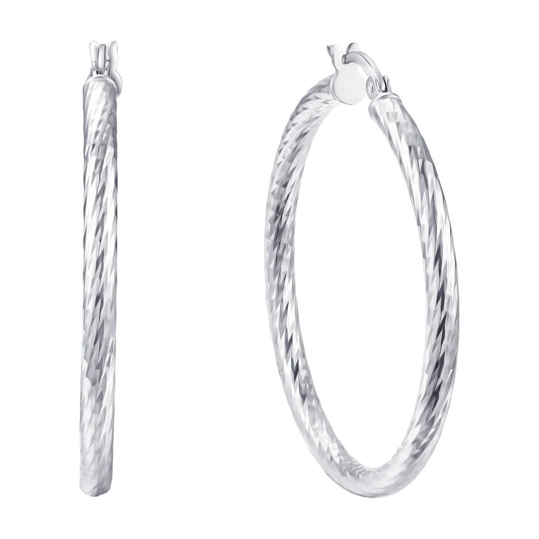 イヤリング TATIANA Silver 925 volume rope hoop earrings EC3101 Brilliance Fine Jewelry Rope Twist Hoop Earrings in Sterling