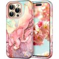 thumbnail image 1 of CASEFIV for iPhone 14 Pro Case,Marble Stylish Heavy Duty Shockproof Full Body Protection Women Girl Covers,Rose Gold, 1 of 8
