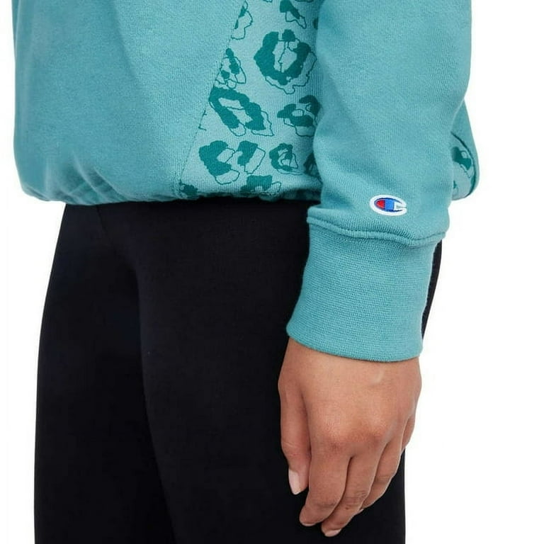 Champion Women s Color Block Hoodie Pullover Sweatshirt Aqua Medium