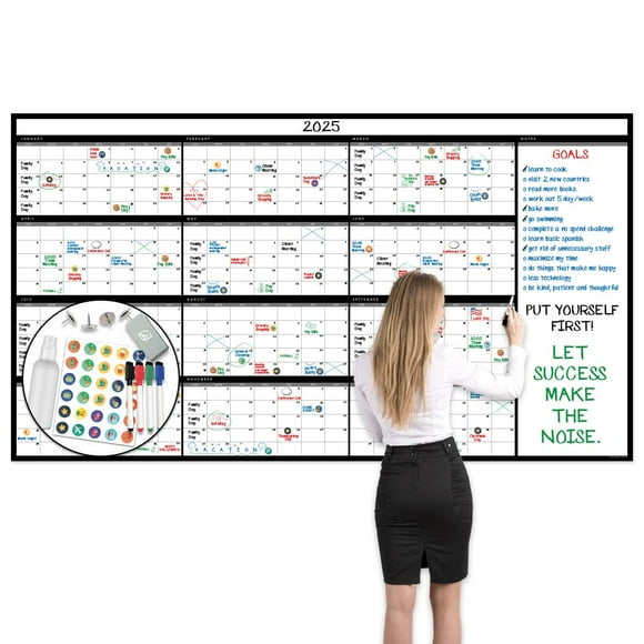Large Dry Erase Wall Calendar - 38" x 68" - Undated Blank 2022 Reusable Yearly Calendar - Giant Whiteboard Year Poster - Jumbo Laminated 12 Month Office Calendar (Lushleaf Designs)