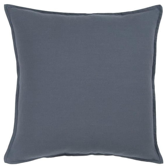 Slate Blue Solid Color Flange Edge Throw Pillow, Blue