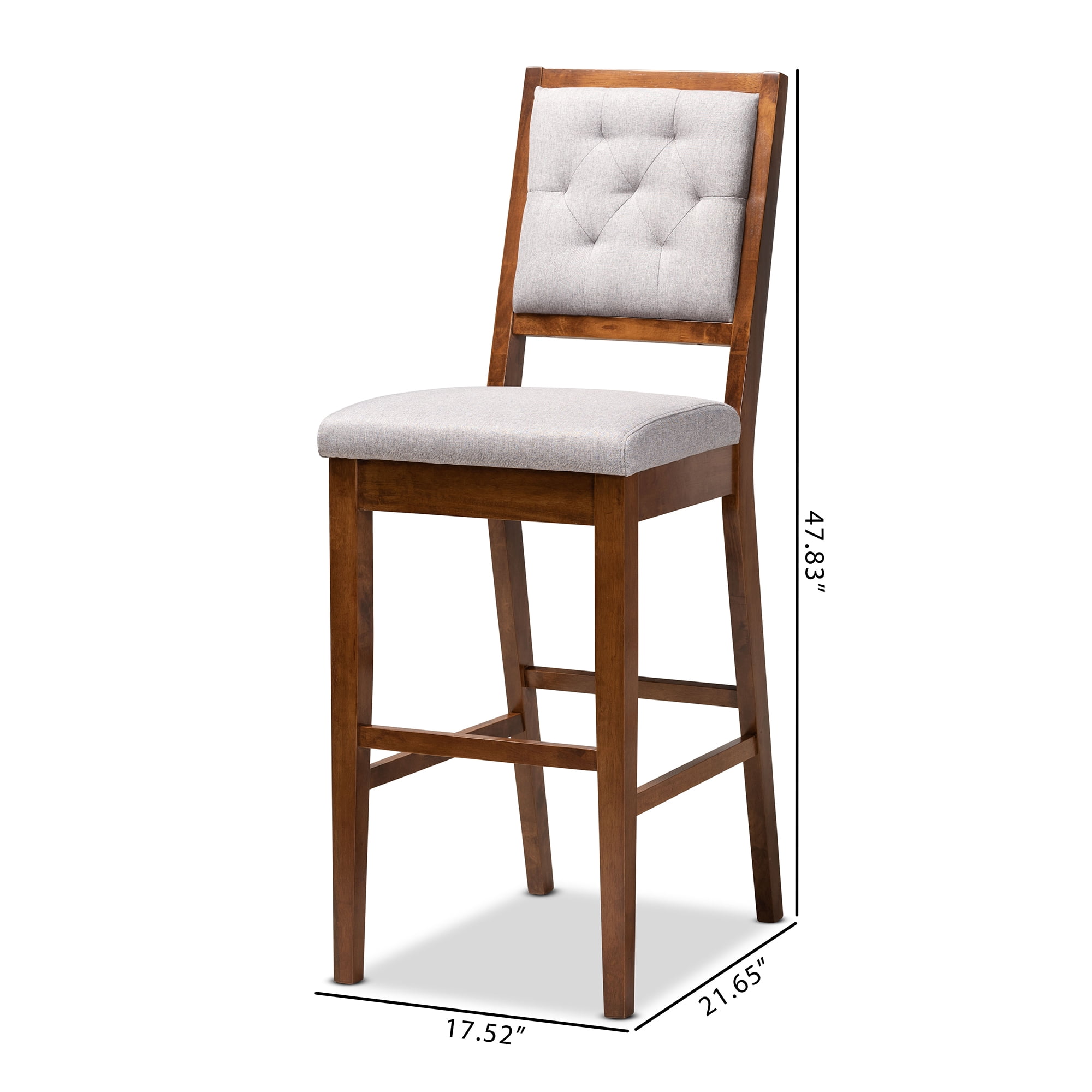 Baxton Studio Gideon Bar Stool, Grey and Walnut Brown, Set of 2