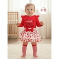 thumbnail image 4 of BemeyourBBs My First Valentines Day Baby Girls Outfit Long Sleeve Romper Ruffle Skirt Set Leg Warmers with Headband Spring Clothes, 4 of 9