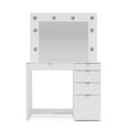 Polifurniture Harper Modern Bedroom Vanity Table with Lighted Mirror, White Finish