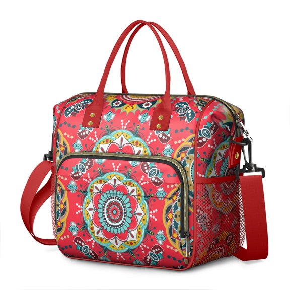 Vintage Paisley Large Insulated Tote Bag - Leakproof Cooler Bag with Multi-Pocket Design, Waterproof Thermal Lunch Tote for Office & Outdoor