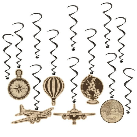 Around The World Party - Around The World Whirls 12 Pcs 1 Pack - Party Supplies