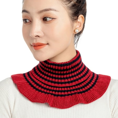 

MOMOJIA Fake Collar Scarf Knitted Elastic False Collars Scarves Warm Winter Cycling Windproof Ruffles Detachable Wrap for Women Men