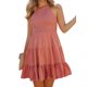 thumbnail image 1 of VISgogo Vestido Casual para Mujer, Cuello Redondo Sin Mangas Color Sólido Jersey Fruncido Línea A Mini Vestidos VISgogo moda, 1 of 9