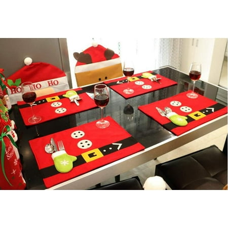 6pcs Christmas Table Mats Napkin Dish Bowl Food Placemats For Xmas