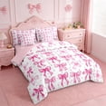 thumbnail image 2 of Erosebridal Cute Coquette Bowknot 7-Piece Bedding Comforter Set For Girls,Pink Kawaii Bowtie Kids King Bedding Sets,Pink Reversible, 2 of 7
