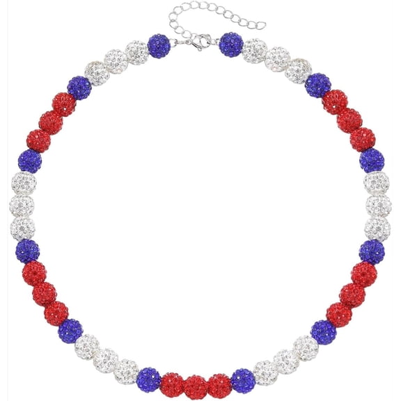 Rhinestone Baseball Bead Necklace - Bling Ice Collection Baseball Chain Necklace - Inspired Gift for Women Men