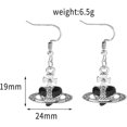thumbnail image 2 of 1 Pcs Baroque Rhinestone Love Heart Saturn Planet Earrings Jewelry----black--Product code 70474 black, 2 of 5