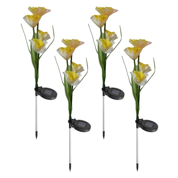 Solar Powered Narcissus-Shaped Garden Light White ABS and Fabric for Outdoor Decor IP55 Waterproof