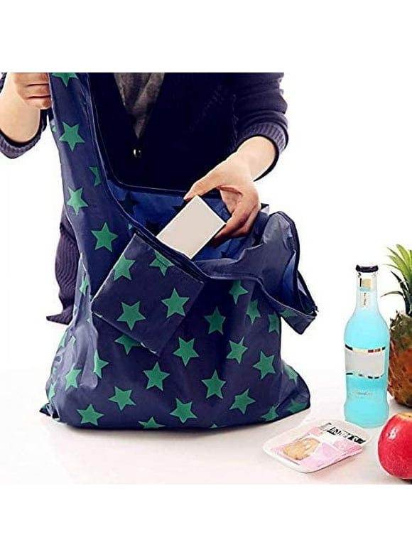 Miumaeov 6Pcs Grocery Bags Reusable Colorful Foldable Shopping Bags Washable Lightweight Tote Bags