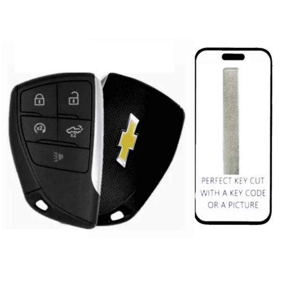 KEY CUT   REMOTE SMART KEY SHELL FOR CHEVROLET SILVERADO 2021 - 2024, YG0G21TB2