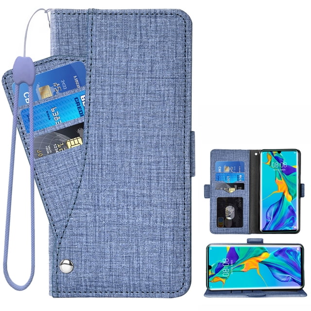 Huawei P30 Pro Wallet Case Huawei P30 Pro Cover Premium PU Leather Folio Flip Notebook Cover Vogue Business with Credit Slots Wallet Case for Huawei P30 Pro - Blue