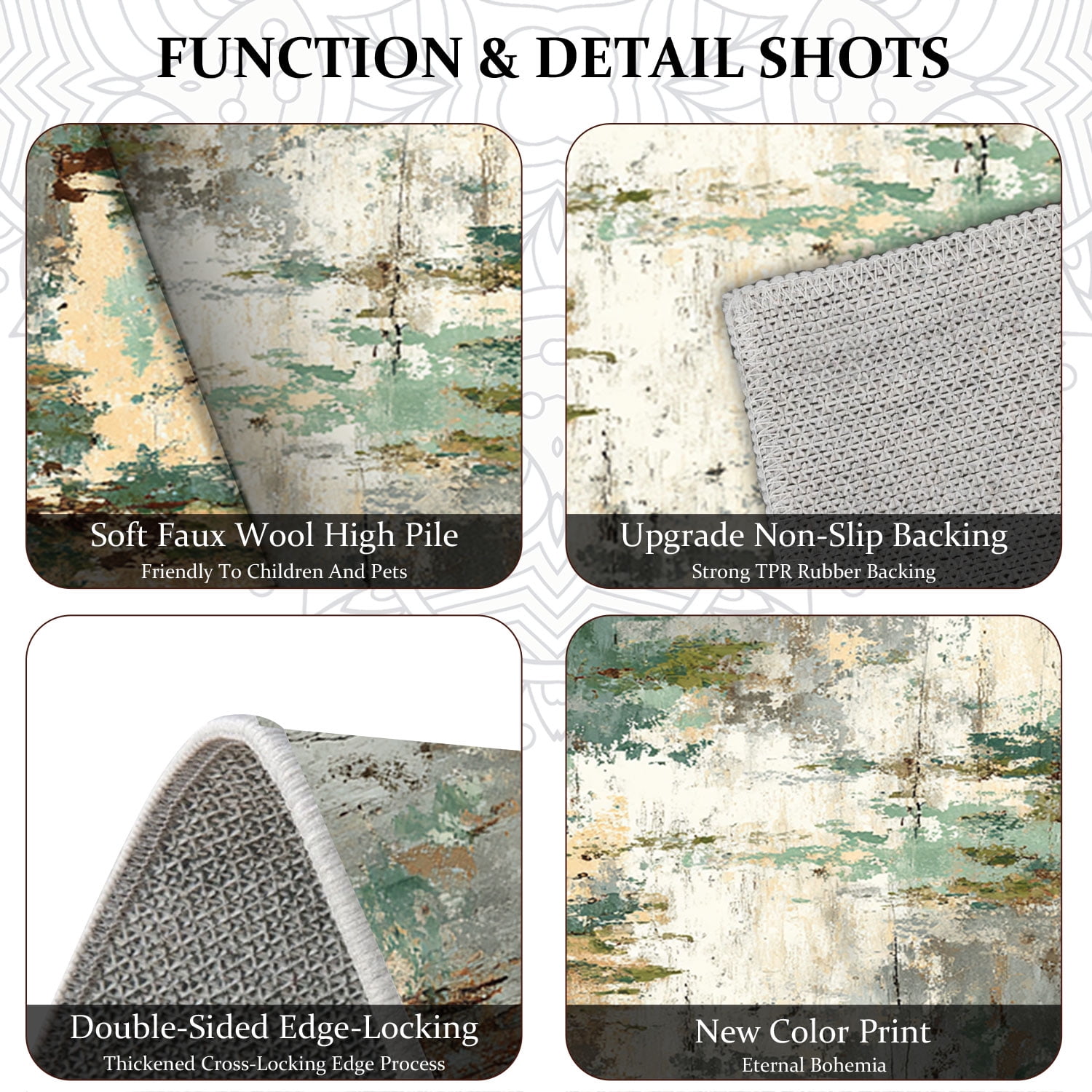 3-Piece Farmhouse Kitchen Rug Set, Washable Anti Slip Striped Floor Mats in 3 Sizes, Stain Resistant Decor Rugs for Kitchen Hallway Bathroom Home Christmas Decor