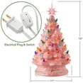thumbnail image 6 of 15" Hand Painted Ceramic Christmas Tree, Pink Pre-Lit Tree, 128 Multi-Color Lights, 2 Star Toppers, 6 of 7