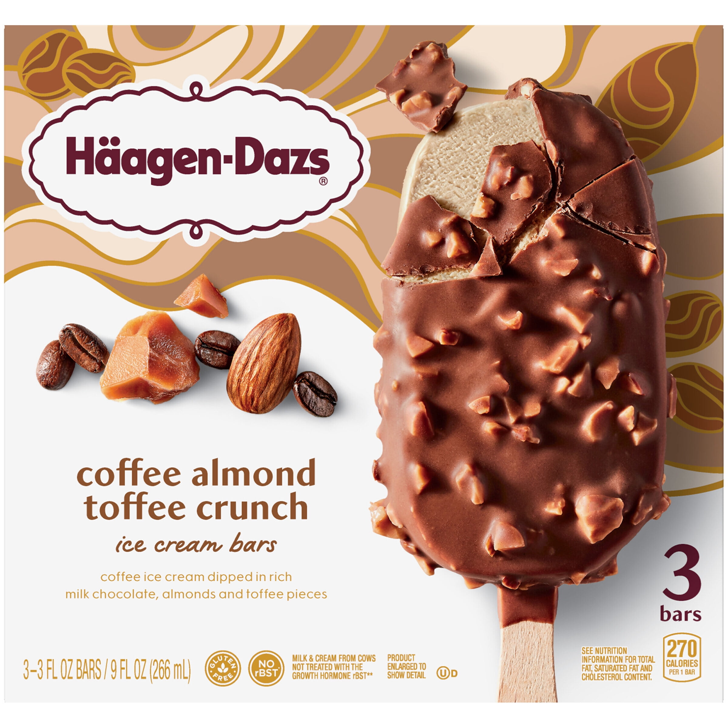 Haagen Dazs Coffee Almond Toffee Crunch Ice Cream Bars 3 Ct Box Walmart Com Walmart Com