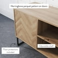 thumbnail image 3 of Nathan James Dylan Media Console Cabinet TV Stand with Hidden Storage Herringbone Pattern Wood Metal, Oak/Black, 3 of 7