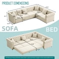 thumbnail image 2 of Timbernest 115.3" Sectional Sleeper Sofa with Pull Out Bed, L Shape Couch for Living Room, Button Tufted and Gold Trim Rolled Arms, Velvet Beige, 2 of 13