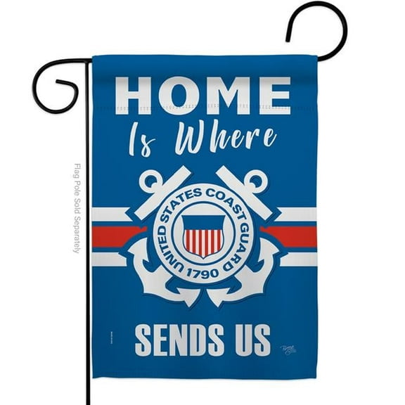 Breeze Decor G158459-BO Home is Where Coast Guard Garden Flag Armed Forces 13 x 18.5 in. Double-Sided Decorative Vertical Flags for House Decoration Banner Yard Gift