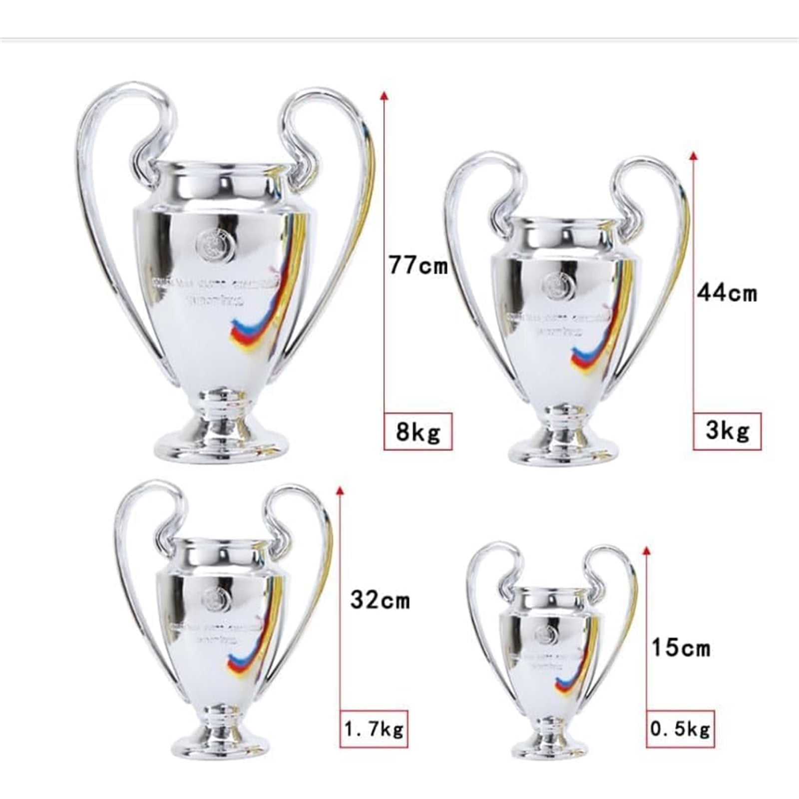 4 Sizes European Football League Champion Football Trophy, Resin St. Bernard League Replica Award Cup, Silver with Blue Ribbons for Sport Fan League Team,silver,European Football League