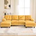 thumbnail image 3 of 103.5" Modular Sectional Sofa, Chenille U-Shaped Couch with Side Storage Pockets, Tufted Cloud Couch with  Armrest Pillows for Living Room, Yellow, 3 of 10