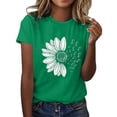 thumbnail image 2 of Fznquz Women Tops on Sale under $10 2025 Short Sleeve Shirts Graphic Print Crew Neck Green Casual Womens Summer Blouses, 2 of 5