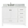 thumbnail image 2 of Ariel Cambridge 43 In. Left Offset Rectangle Single Sink Vanity With Carrara White Marble 0.75 In Countertop In White, 2 of 10