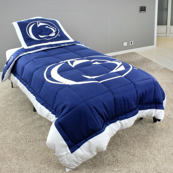 Penn State Nittany Lions 2 Pc Reversible Cotton Comforter Set, 1 Comforter, 1 Sham, Twin