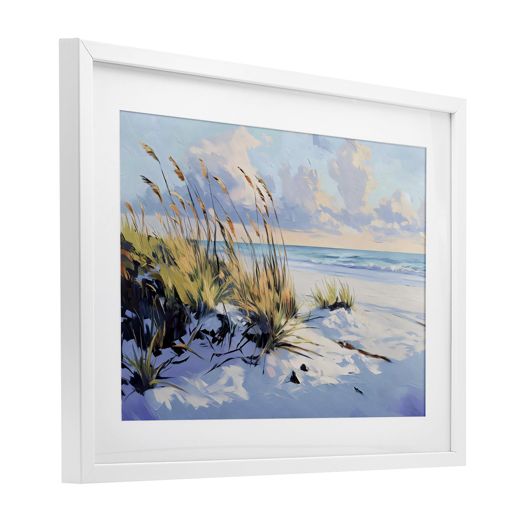 Stupell Industries Grassy Sand Dunes Beach White Framed Print Under Glass, design by Gina Kelly