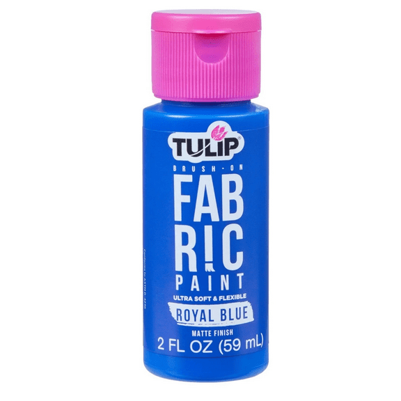 2 oz Royal Blue Matte Brush On Fabric Paint, Vibrant, Long Lasting Color for Textiles, Flexible Finish, Easy Application for DIY Apparel, Accessories, Décor, Washable, Beginner Friendly, Royal Blue