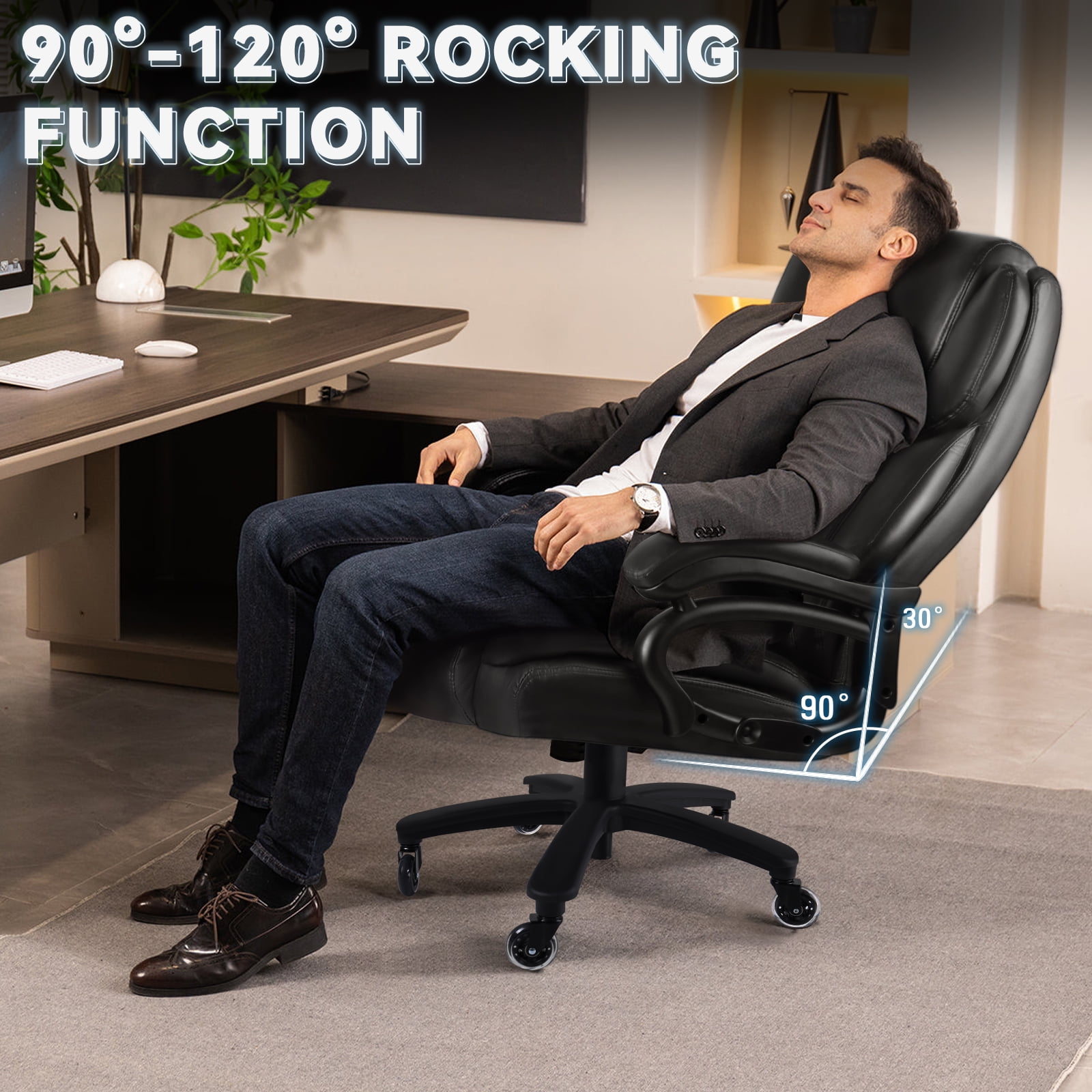 BOSSIN 500lbs Big and Tall Office Chair ,Heavy Duty Computer Desk Chair with Adjustable Lumbar Support