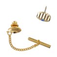 thumbnail image 2 of Two Tone Gold And Silver Tone Striped Blue Rhinestone Tie Tack Pin Gift Mens Adult Male, 2 of 2