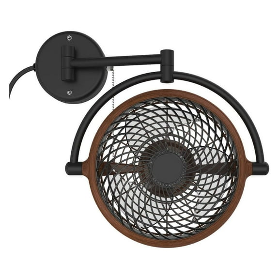 VIVI- 8 in. Wall Mount Swivel Fan with Folding Arm (Walnut)