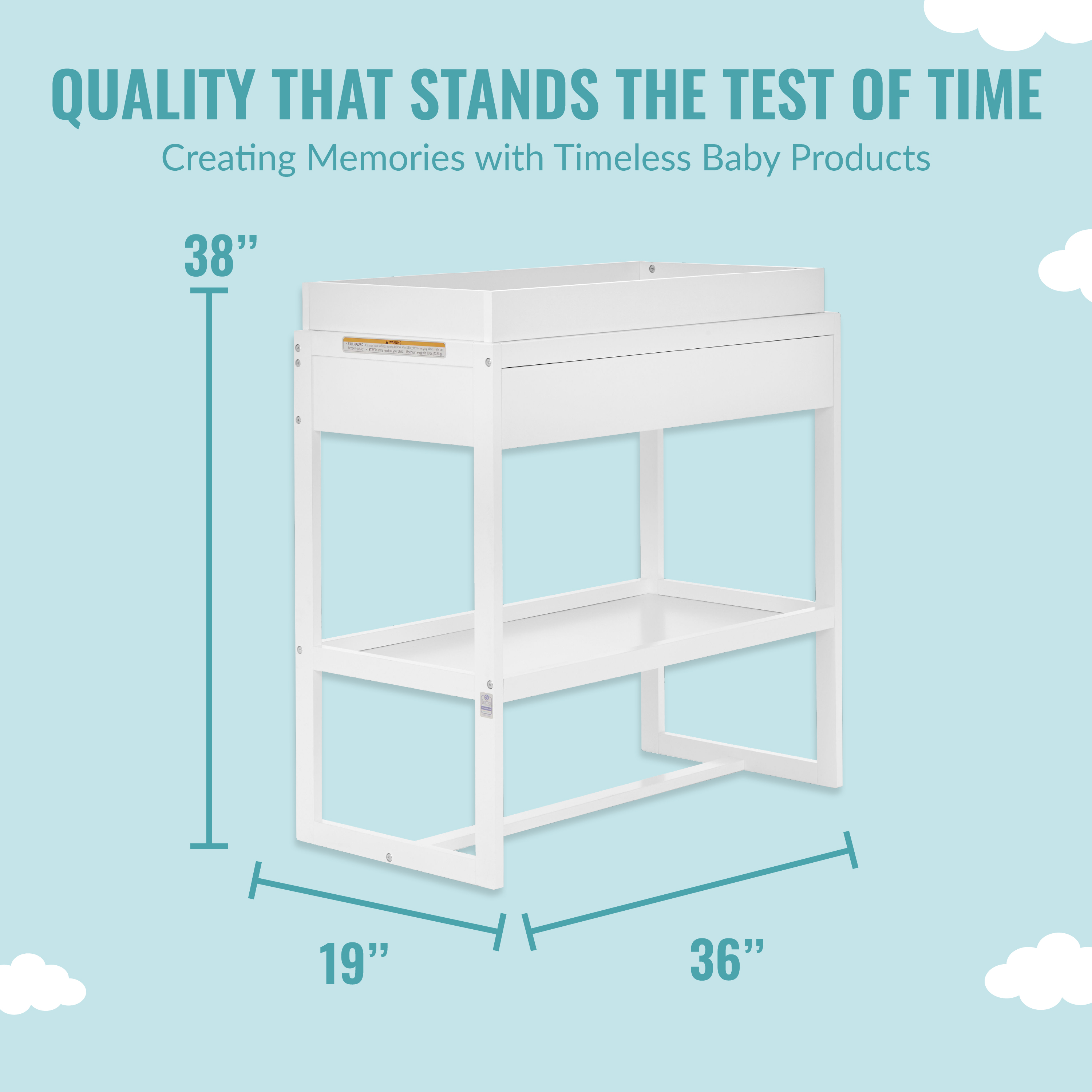 Dream On Me Arlo Changing Table, Made of Solid New Zealand Pinewood, White