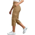 thumbnail image 4 of Womens Capris Pants for Women High Waisted Cargo Pants Lightweight Summer Casual Hiking Cropped Trousers with Pockets, 4 of 6